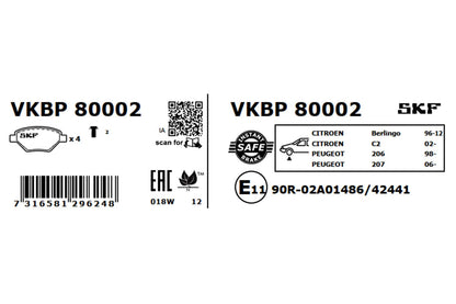 PASTILHAS TRAVÃO SKF VKBP80002