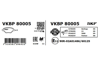 PASTILHAS TRAVÃO SKF VKBP80005