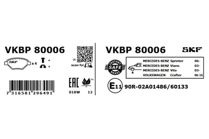 PASTILHAS TRAVÃO SKF VKBP80006