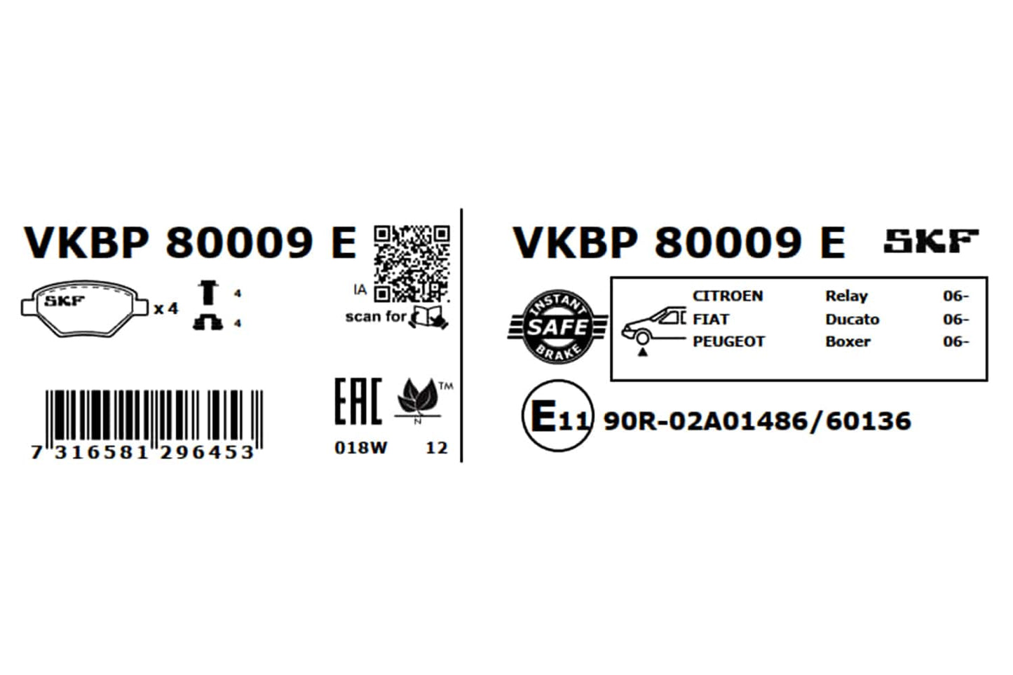 PASTILHAS TRAVÃO SKF VKBP80009E