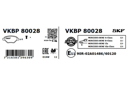 PASTILHAS TRAVÃO SKF VKBP80028