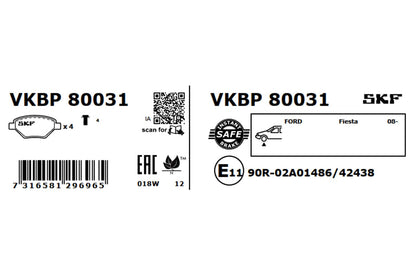 PASTILHAS TRAVÃO SKF VKBP80031