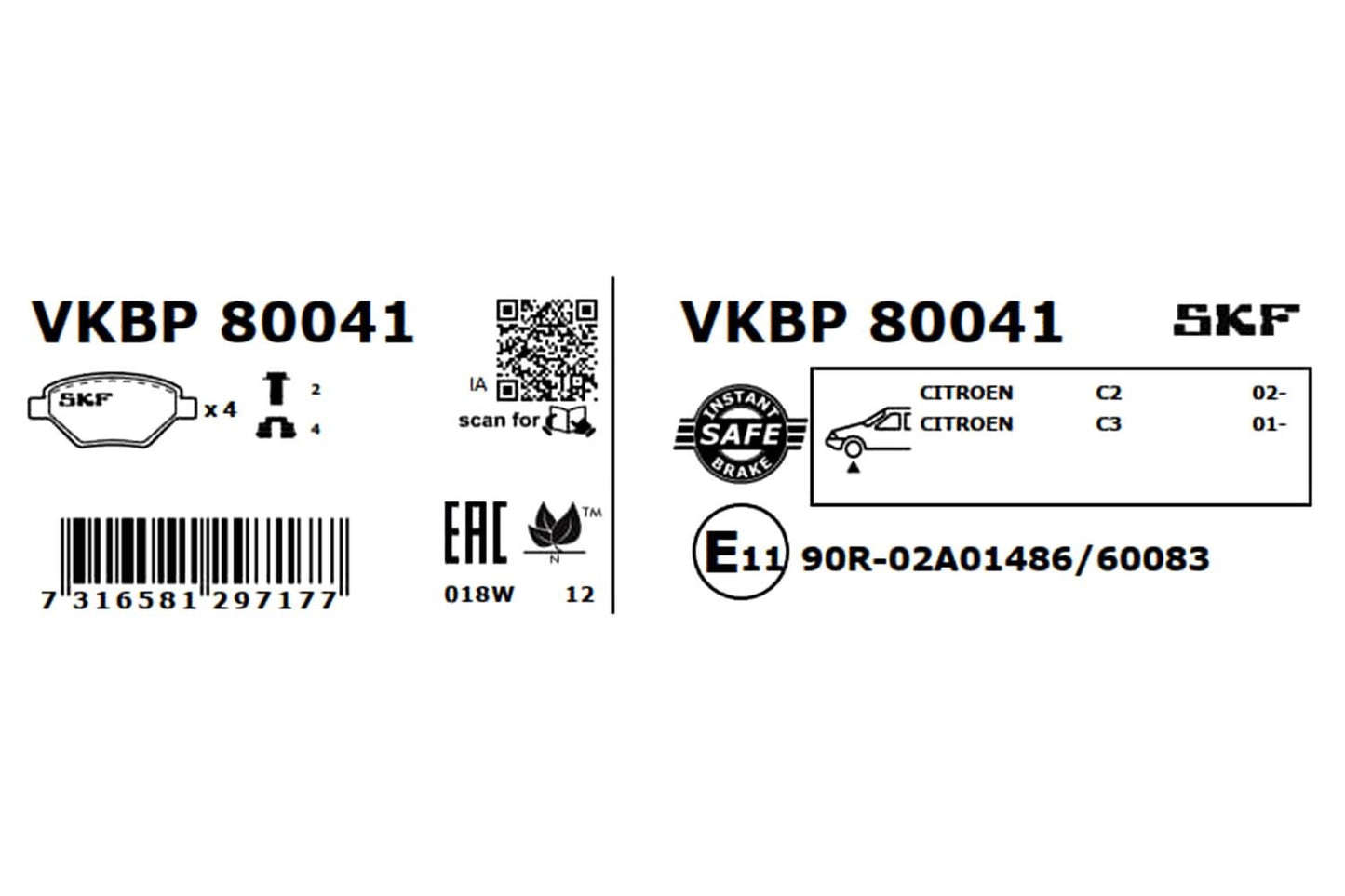 PASTILHAS TRAVÃO SKF VKBP80041