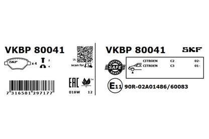 PASTILHAS TRAVÃO SKF VKBP80041