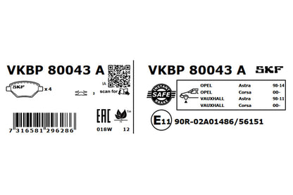 PASTILHAS TRAVÃO SKF VKBP80043A