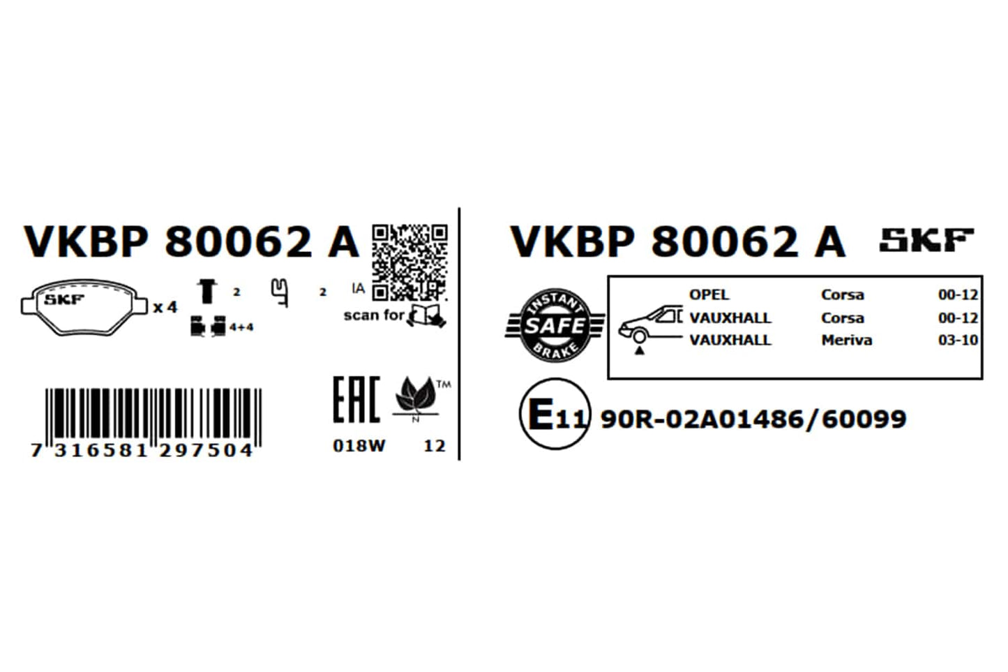 PASTILHAS TRAVÃO SKF VKBP80062A