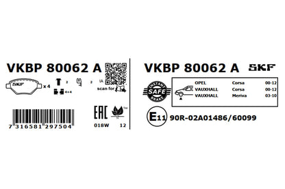 PASTILHAS TRAVÃO SKF VKBP80062A