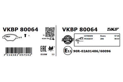 PASTILHAS TRAVÃO SKF VKBP80064