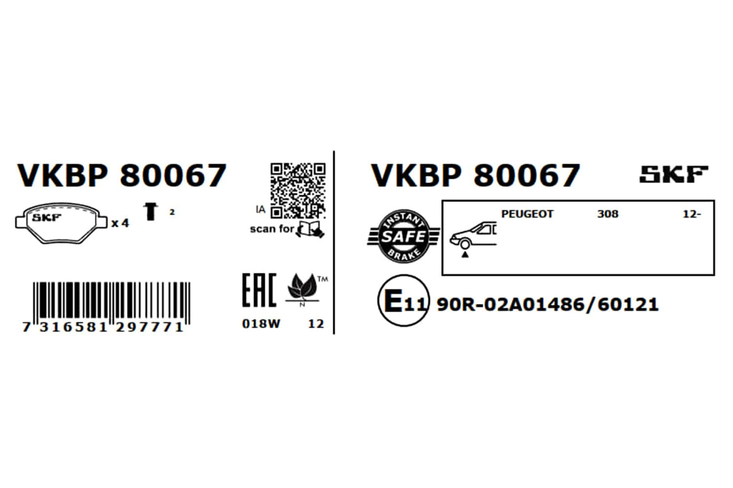 PASTILHAS TRAVÃO SKF VKBP80067