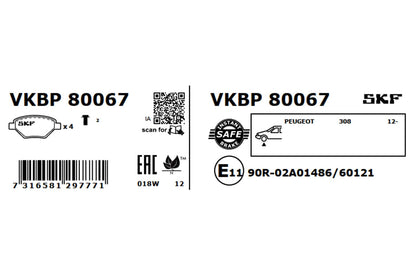 PASTILHAS TRAVÃO SKF VKBP80067