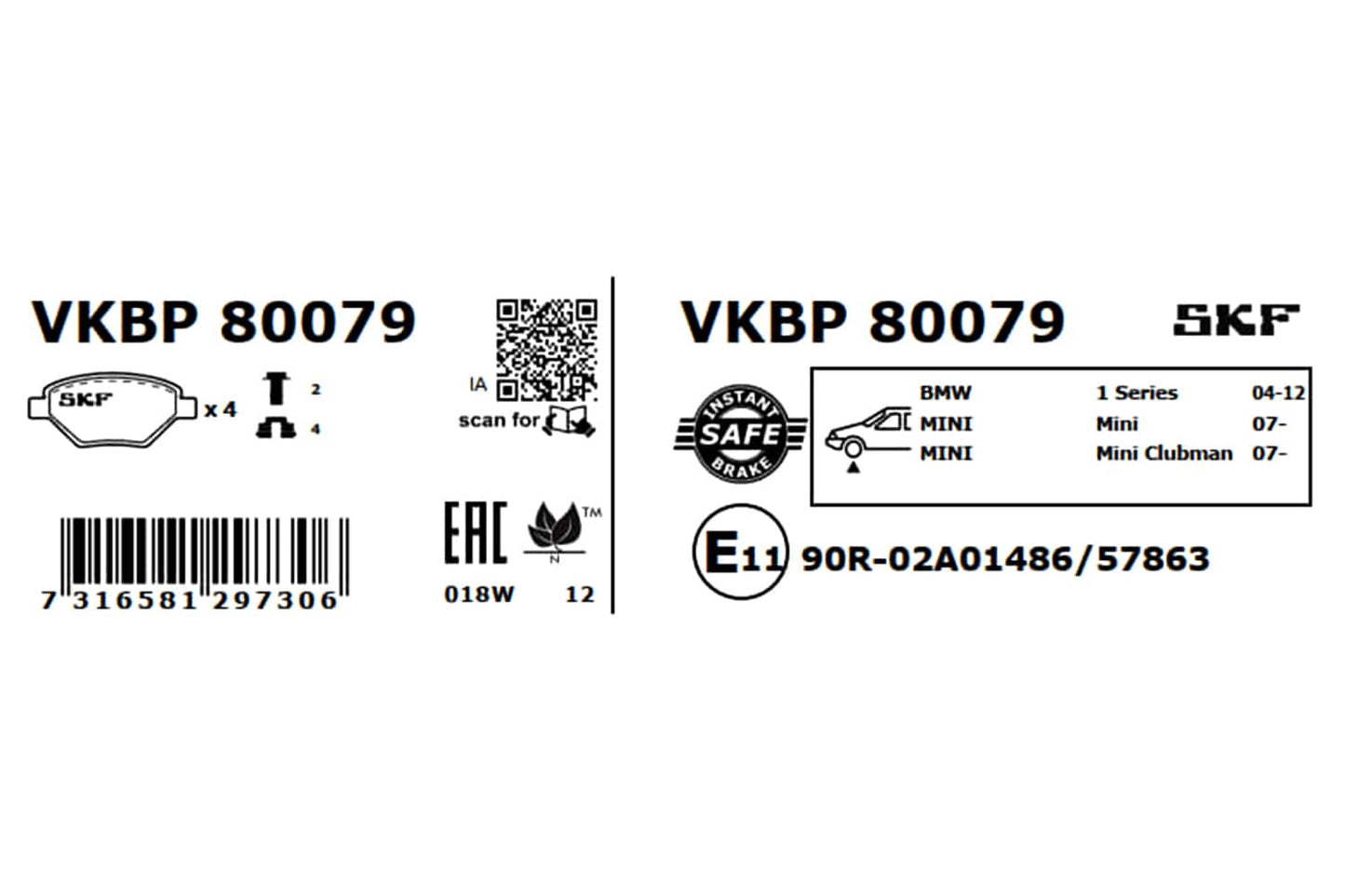 PASTILHAS TRAVÃO SKF VKBP80079