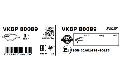 PASTILHAS TRAVÃO SKF VKBP80089