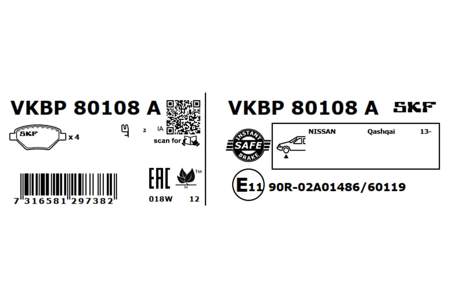 PASTILHAS TRAVÃO SKF VKBP80108A