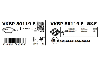 PASTILHAS TRAVÃO SKF VKBP80119E