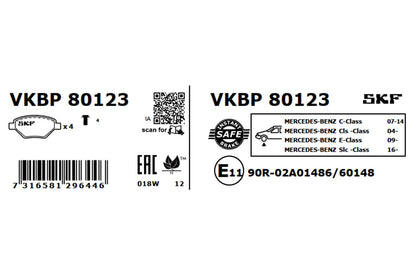 PASTILHAS TRAVÃO SKF VKBP80123