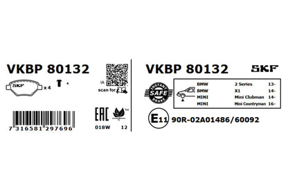 PASTILHAS TRAVÃO SKF VKBP80132