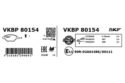 PASTILHAS TRAVÃO SKF VKBP80154