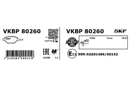 PASTILHAS TRAVÃO SKF VKBP80260