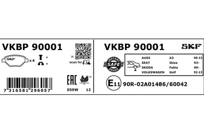 PASTILHAS TRAVÃO SKF VKBP90001