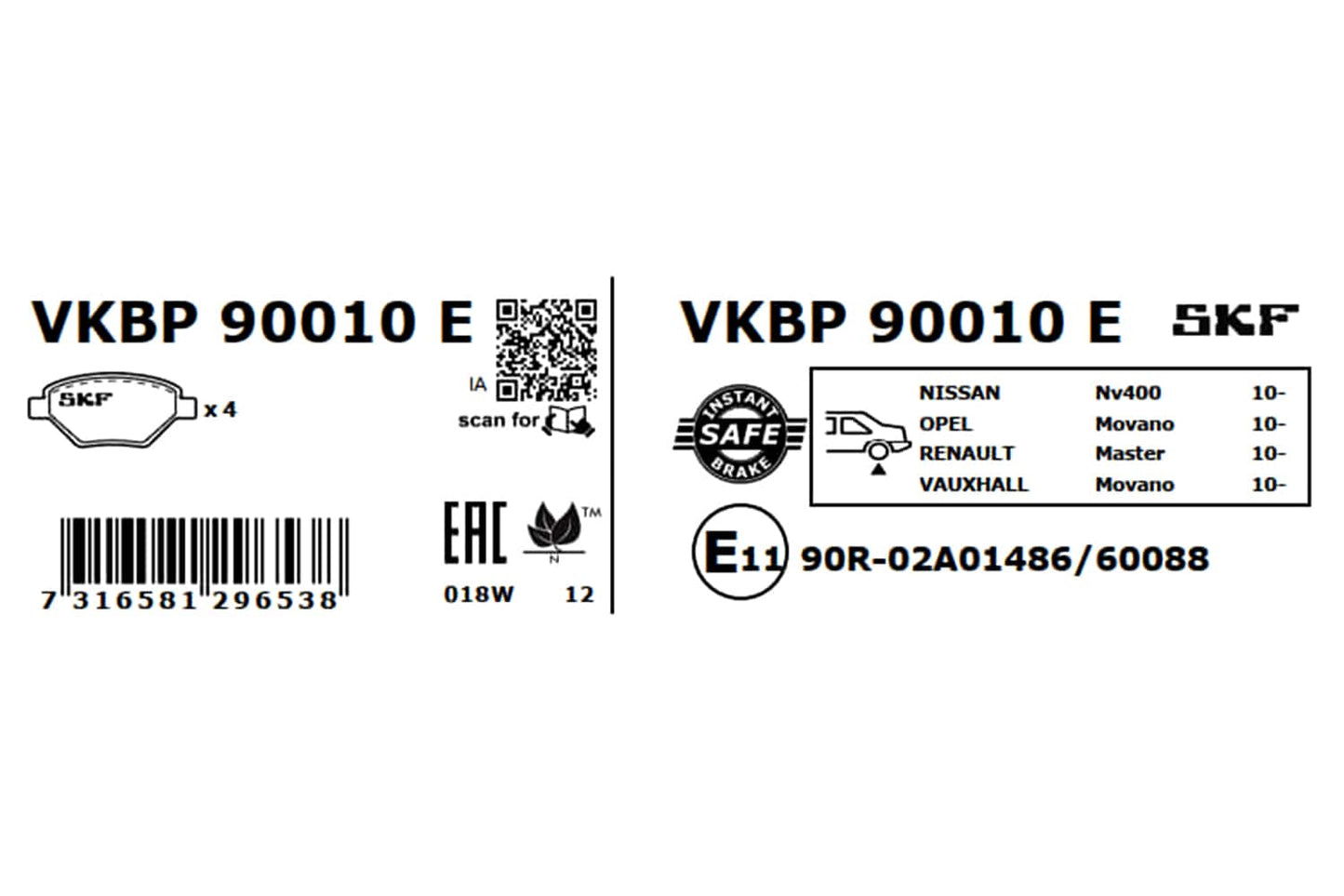 PASTILHAS TRAVÃO SKF VKBP90010E