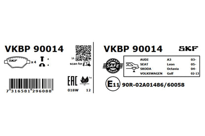 PASTILHAS TRAVÃO SKF VKBP90014