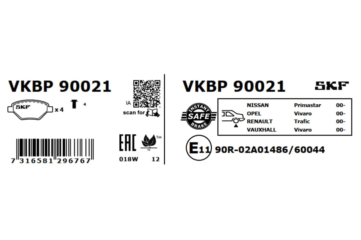 PASTILHAS TRAVÃO SKF VKBP90021