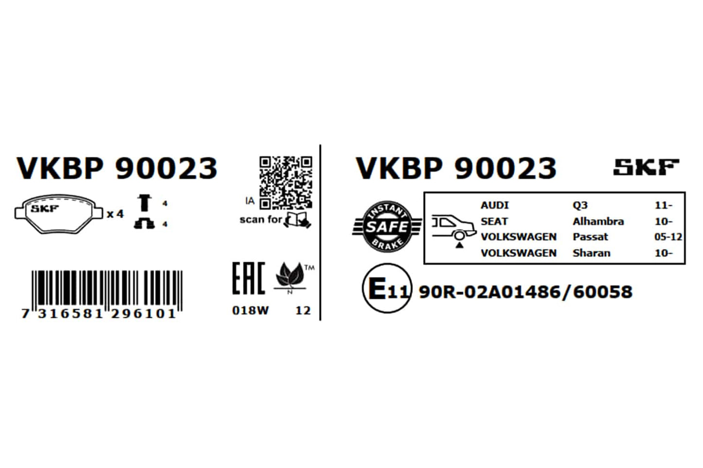 PASTILHAS TRAVÃO SKF VKBP90023