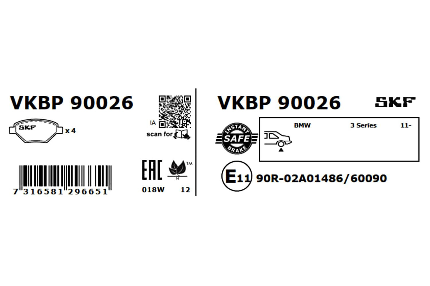 PASTILHAS TRAVÃO SKF VKBP90026