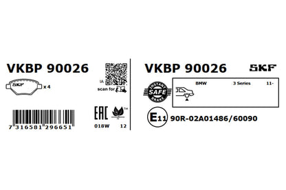 PASTILHAS TRAVÃO SKF VKBP90026