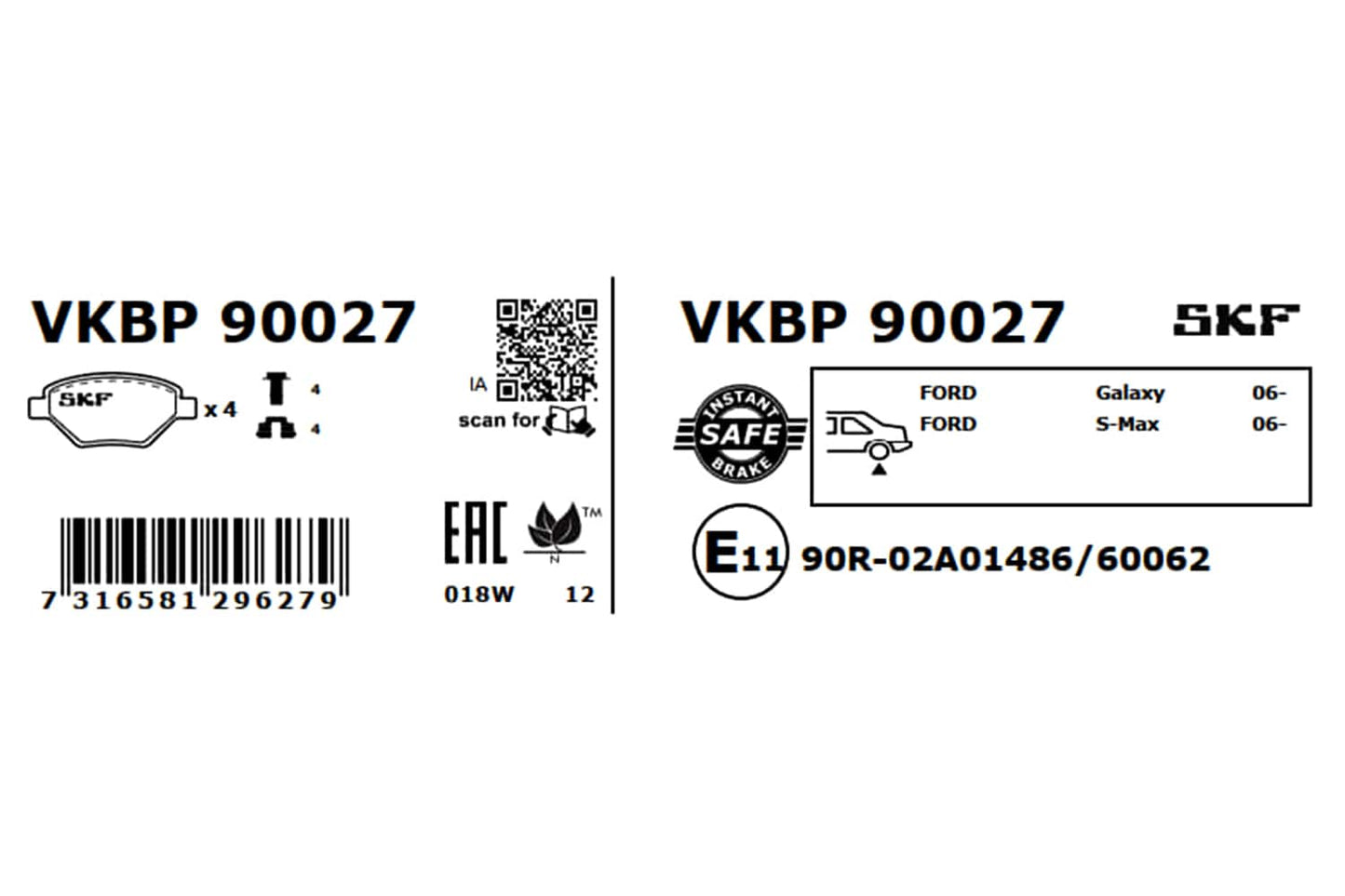 PASTILHAS TRAVÃO SKF VKBP90027