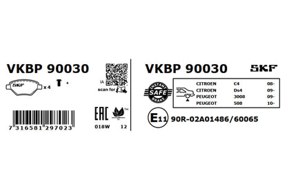 PASTILHAS TRAVÃO SKF VKBP90030