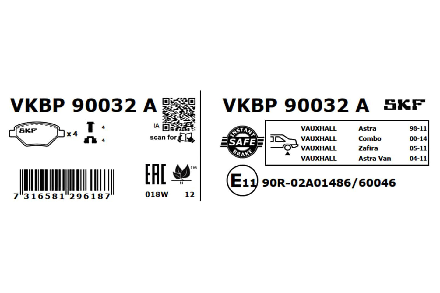 PASTILHAS TRAVÃO SKF VKBP90032A