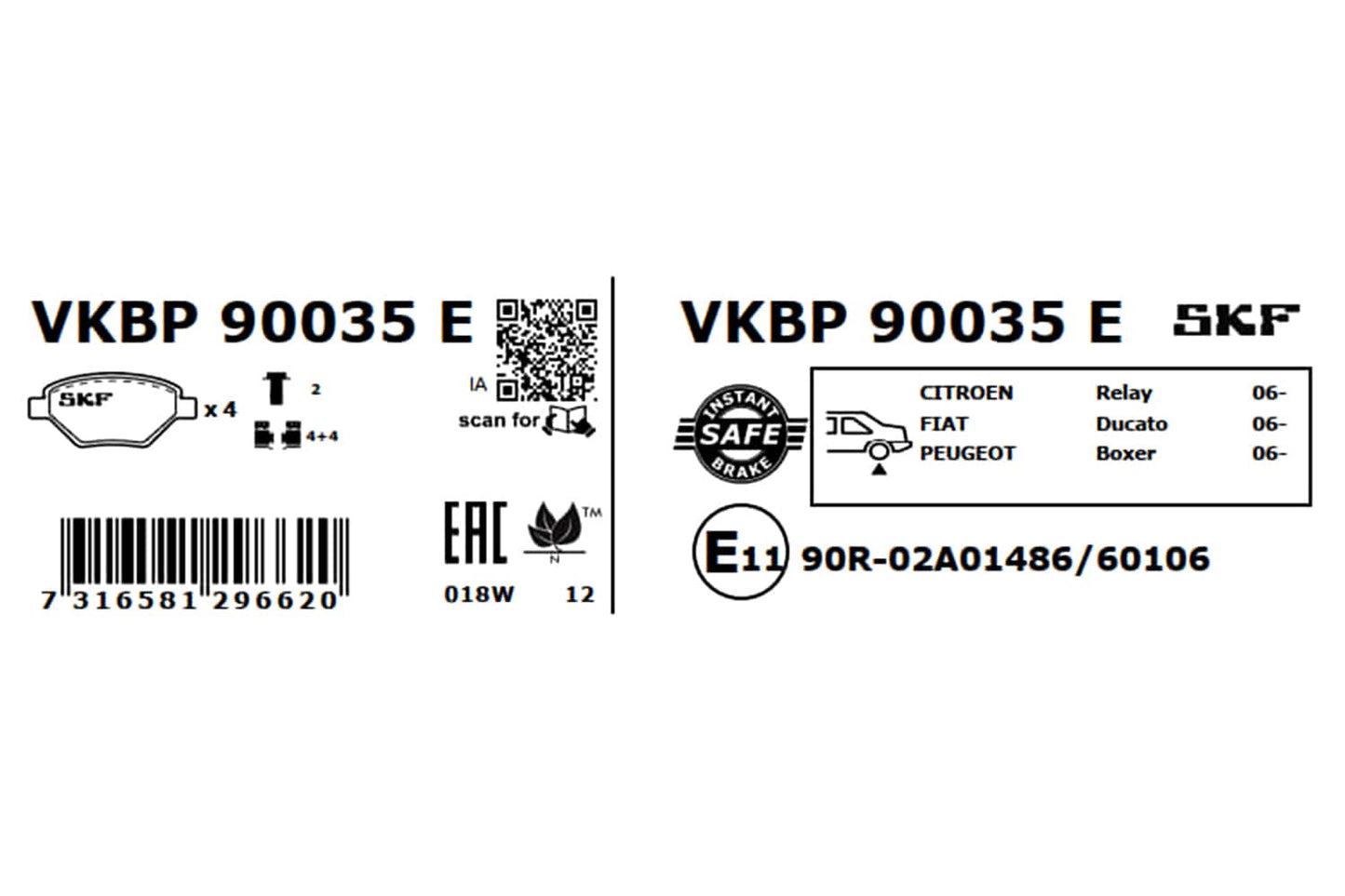 PASTILHAS TRAVÃO SKF VKBP90035E