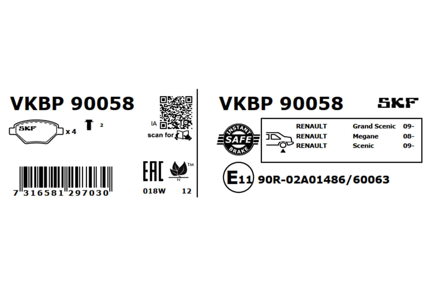 PASTILHAS TRAVÃO SKF VKBP90058