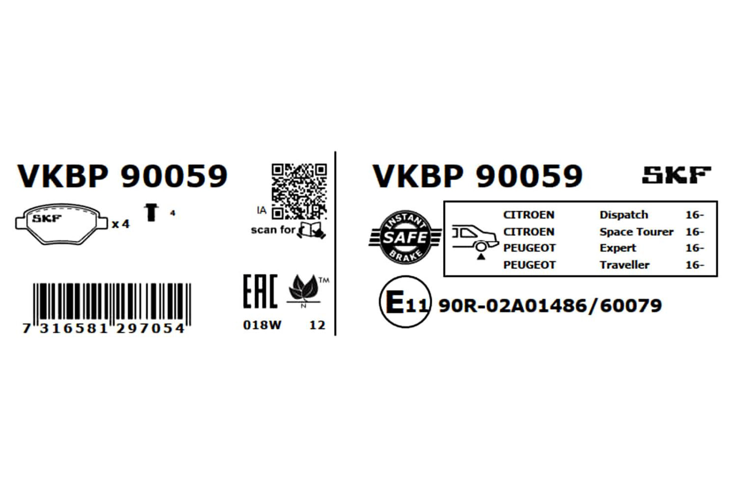 PASTILHAS TRAVÃO SKF VKBP90059