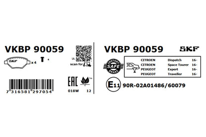 PASTILHAS TRAVÃO SKF VKBP90059