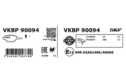 PASTILHAS TRAVÃO SKF VKBP90094