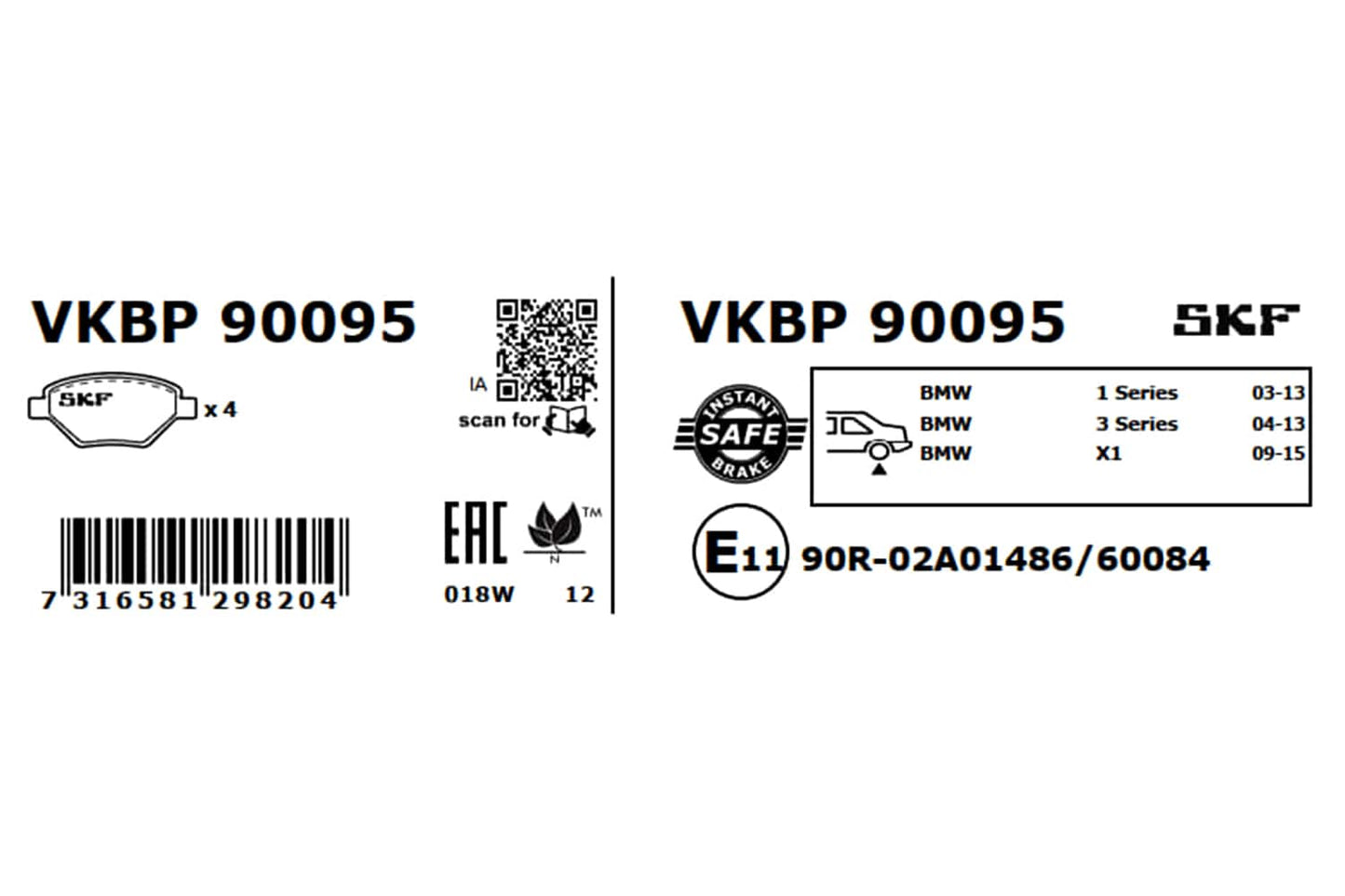 PASTILHAS TRAVÃO SKF VKBP90095