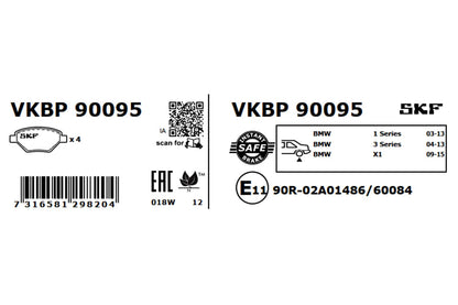 PASTILHAS TRAVÃO SKF VKBP90095