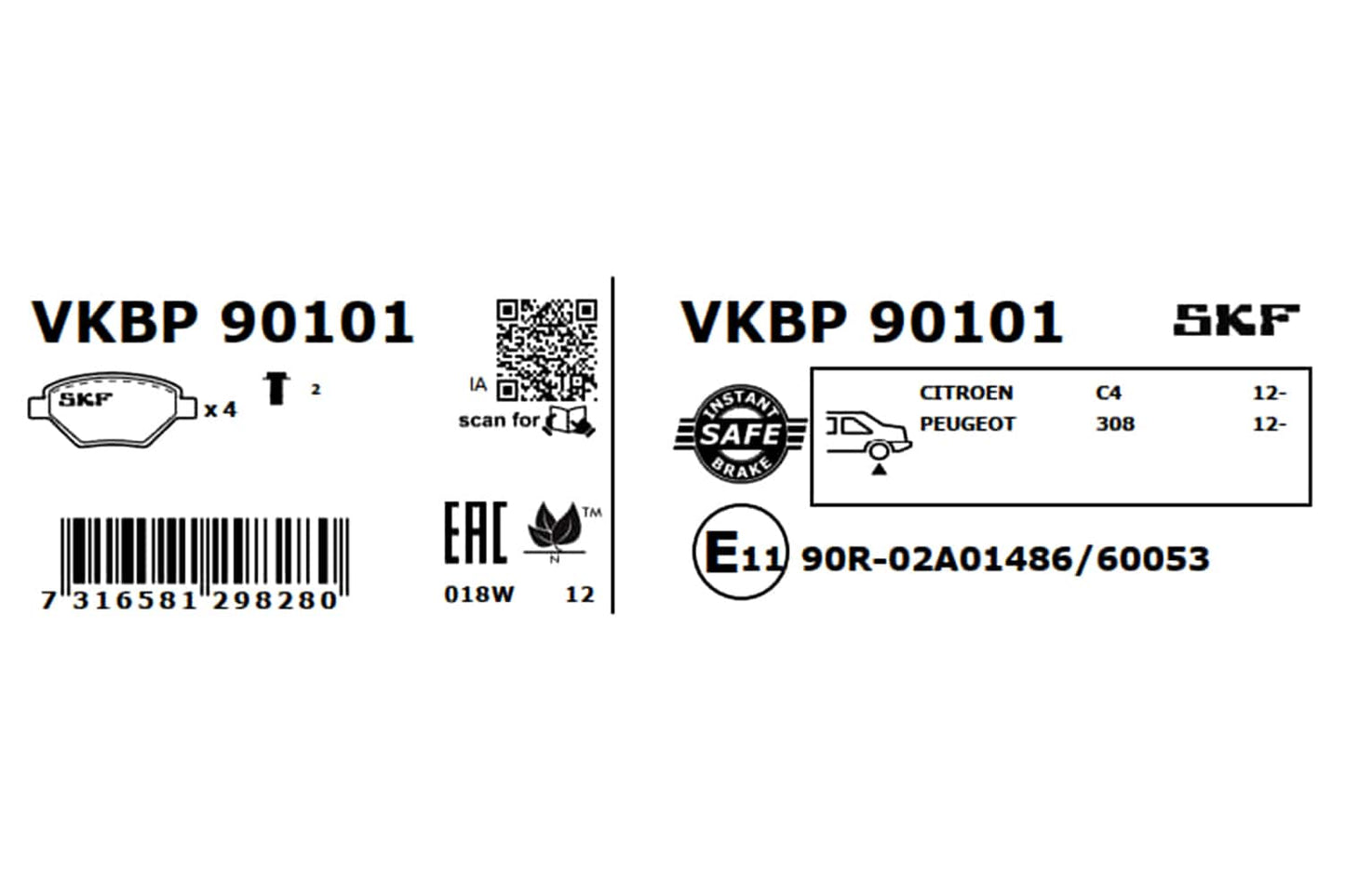 PASTILHAS TRAVÃO SKF VKBP90101