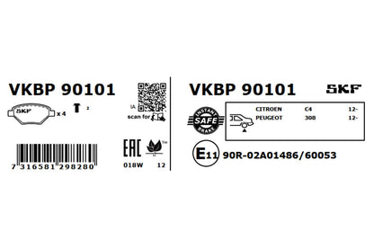 PASTILHAS TRAVÃO SKF VKBP90101