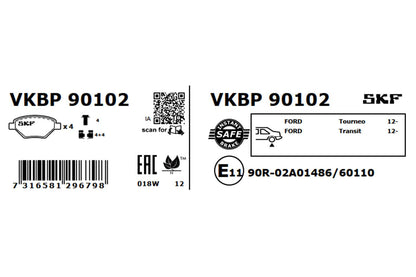 PASTILHAS TRAVÃO SKF VKBP90102