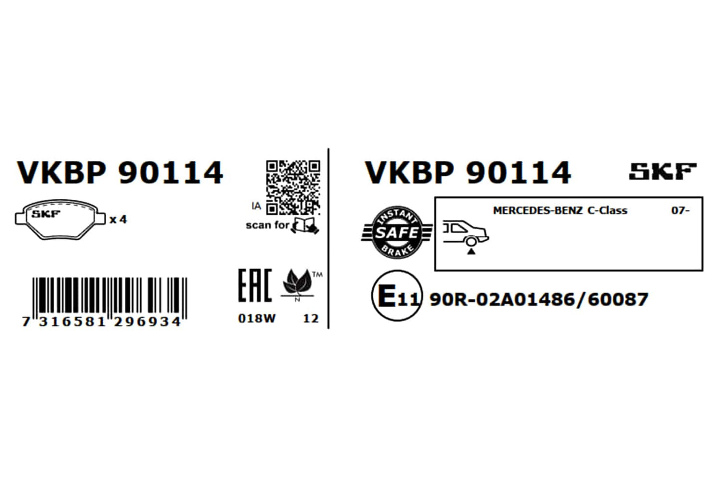 PASTILHAS TRAVÃO SKF VKBP90114