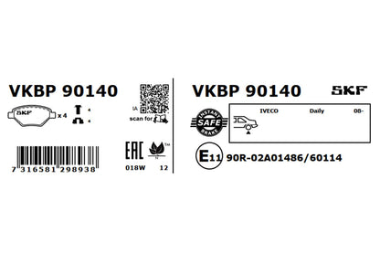 PASTILHAS TRAVÃO SKF VKBP90140